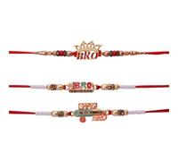 AYUSHNAIK Set di 3 Rakhi tradizionali Rakhi di BRO BHAI SWAG BRO- Miglior Rakhi fatto a mano per fratello amorevole/fratello/Rakhi per fratello, braccialetto Rakhi, Raksha Bandhan Rakhi, Raksha