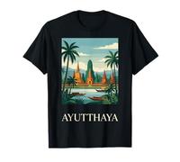 Ayutthaya Thailandia Tempio rovine River Heritage Scene Maglietta