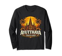 Ayutthaya Thailandia Tramonto Tempio Viaggi Design Maglia a Manica