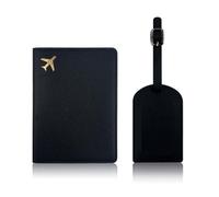 AYV Porta Passaporto da Viaggio + Etichette Valigie,2 Pezzi,Porta Passaporto Legami,Portafoglio da Viaggio,Custodia Passaporto,Passaporto Portafoglio in Pelle da Viaggio(Nero)