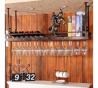 AYVADA Portabottiglie da soffitto, Regolabile in Altezza, portaoggetti sospeso in Ferro Metallico, portabottiglie per Vino, Porta calici per calici, per Bar/ristoranti/mensola per cucine (Dimension