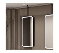AYVADA Specchio da Bagno Rettangolare da soffitto con Luce LED per Ingresso, Guardaroba e Decorazione della casa (Asta Appendiabiti Personalizzabile) (Nero, 50x80 cm)