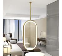 AYVADA Specchio da soffitto 40x60cm 40x70cm 50x60cm 50x70cm Specchi da Bagno ovali Dorati con Luce LED e Cornice in Metallo, Specchio Decorativo per la casa (50cmx70cm)