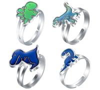 AYVROUP 4 pezzi Anello dell'umore dinosauro,Anello per bambina,regalo bambino 2 anni maschio,anelli bambina,anello dell'umore che cambia colore per bambini e bambine.