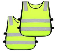 AYVRUOP 2 Pezzi Giubbotto & Gilet Catarifrangente per Bambini - Taglia Unica 3-12 Anni | Gilet Alta Visibilità 360° Giallo per Sport, Corsa e Ciclismo