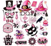 AYVRUOP 30 Pezzi Halloween Festa Photo Booth Props,Gadget Halloween,Cornice Selfie,Photo Booth Halloween Accessori,Accessorio per Halloween,Decorazione Photo Props per Compleanno Carnaval Cosplay