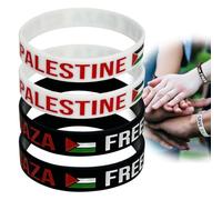 AYVRUOP 4 Pezzi Bracciale Di Bandiera Palestinese,Braccialetti in silicone Save Gaza Palestinese,Braccialetti in Gomma,Braccialetti per la Libertà dei Palestinese(Nero+Bianco)