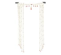 AYVRUOP Copricapo Lungo Retrò Con Nappa Ciondolo a Forma Di Goccia Sulla Fronte Tenda Per Il Viso Tassel Headchain Hairwear Elfo Principessa Sirena Principessa Diadema Accessori(oro, rosso)