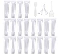 AYWFEY 20 Contenitori Vuoti per Cosmetici + Imbuti di Plastica + Pipetta + Spatola, 8 ml Tubi Vuoti Trasparenti,Viaggio Tubo di Fondazione Liquido Vuoto per Progetto Fai-da-te per Shampo Crema Profumo