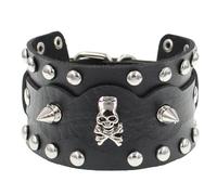 AYWTD Bracciale Uomo Cuoio, Bracciale In Pelle Pu Con Rivetto Punk Retrò Da Uomo E Da Donna, Braccialetti In Pelle Regolabili Alla Moda, Gioielli Energetici Per Uomo E Donna Neri