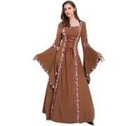 AYWTIUN Abito vintage da strega Costume da strega medievale, abito spettacolo teatrale, donna, uso speciale, abiti danza moderna(Khaki,M)