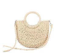 AYWTIUN Borsa Crochet Donna Uncinetto Borsa a Mezza Tonda in Paglia Intrecciata in Rattan Borse estive da Donna Messenger Borse a Tracolla Borsa da Spiaggia Piccola for Ragazze(Beige)