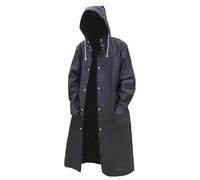 AYWTIUN Impermeabile Lungo Impermeabile Nero for Adulti Cappotto Antipioggia da Uomo Impermeabile con Cappuccio for Escursionismo all'aperto, Pesca, Arrampicata per i Giorni di Pioggia(XL)