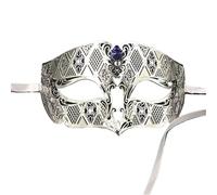 AYWTIUN Maschere da festa Maschere for occhi in maschera da uomo in filigrana metallica tagliata al laser for balli nuziali for feste(Silver Blue)