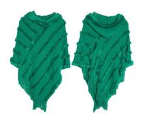 AYWTIUN Poncho Donna 1Pc Donna Primavera Autunno Scialle Lady Maglia Pelliccia con Cappuccio Avvolgere Tinta Unita Pullover Maglione Largo con Nappa Poncho Autunno(Green)