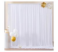 AYWTIUN Wrinkle White Backdrop Curtain for Parties Soft Fabric Drapes Wedding White Curtain Backdrop for Birthday Party Decorations Decorazione(1 Panels White,150x300cm(5x10FT))