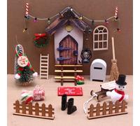 Ayxnzjsjm Set di 24 pezzi in miniatura per terrazze, decorazioni natalizie, porta d'elfo, slitta, fata in legno, regalo per bambini