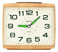 Ayybboo Sveglia analogica senza ticchettio, per anziani con funzione snooze, luce notturna, allarme forte, grande quadrante al quarzo, sveglia per camera da letto (venature del legno)