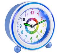 Ayybboo Sveglia Bambini Senza Ticchettio Con Snooze e Luce Notturna, Didattica a Batteria per Ragazzi e Ragazze, Analogica al Quarzo (Blu)