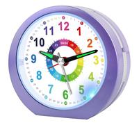 Ayybboo Sveglia Bambini Senza Ticchettio con Snooze e Luce Notturna, Sveglia per bambini Didattica a Batteria per Ragazzi e Ragazze, Sveglia Analogica al Quarzo per Bambini (Lavanda)