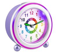 Ayybboo Sveglia Bambini Senza Ticchettio con Snooze e Luce Notturna, Sveglia per bambini Didattica a Batteria per Ragazzi e Ragazze, Sveglia Analogica al Quarzo per Bambini (Viola)