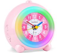 Ayybboo Sveglia Bambini,Sveglia da Comodino Analogica Silenziosa Senza Ticchettio con Luce Notturna Colorata,Snooze,6 Suonerie,Volume Regolabile,Regali di Natale per Ragazze e Ragazzi (Rosa)