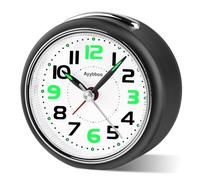 Ayybboo Sveglia da Comodino Analogica,Orologio da Tavolo Vintage Piccola Silenziosa Senza Ticchettio con Snooze e Luce Notturna,Sveglia al Quarzo da Viaggio Portatile per la Casa e L'ufficio (Nero)