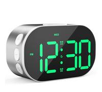 Ayybboo Sveglia Digitale in Alluminio con Numeri Grandi,Snooze,12/24H,Funzionamento a Batteria e USB,per Camera da Letto, Comodino e Viaggio (Argento)
