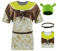 AYYOHON Costume da camicia verde cappelli orecchie personaggio vestito cosplay principessa abito fumetto adulto Halloween 2XL