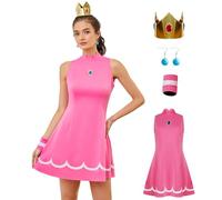 AYYOHON Costume da principessa Daisy da donna, pesca, cosplay, tennis, gonna a corona, orecchini, bracciale per adulti, Halloween, S