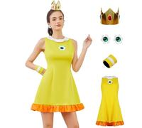 AYYOHON Costume da principessa Daisy da donna, pesca, cosplay, tennis, gonna a corona, orecchini, bracciale per adulti, Halloween, S