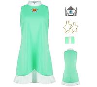 AYYOHON Costume da principessa Peach Cosplay da donna principessa Daisy Rosalina vestito da tennis con corona orecchini per adulti vestito di Halloween 3XL