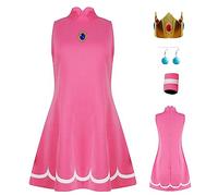 AYYOHON Costume da principessa per cosplay da donna, vestito da tennis da principessa con orecchini a corona, vestito per Halloween per adulti, taglia