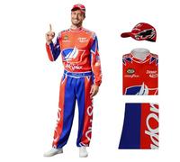 AYYOHON Costume da Ricky Bobby per adulti Talladega, costume da auto da corsa, cappello, giacca, pantaloni, set per Halloween, da uomo, taglia M