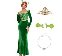AYYOHON Fiona Costume da donna abito da principessa per adulti, abito da principessa con clip per orecchio, Halloween, cosplay, feste, XS