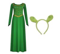 AYYOHON Fiona, Costume da principessa Fiona, vestito da donna, a maniche lunghe, verde, con fascia, per Halloween, cosplay, taglia XL