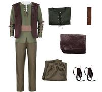 AYYOHON Hiccup Costume da uomo in pelle invecchiata con gilet e pantaloni con cintura set Halloween Dragon Movie Cosplay, Verde, XL