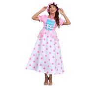 AYYOHON Little Bo - Costume da donna con cofano rosa e blu, gonna a pois, vestito per Halloween, taglia XS