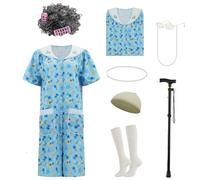 AYYOHON Vecchia signora costume da donna costume da nonna set con camicia da notte vecchia signora abito nonna abiti Halloween cosplay tuta S/M