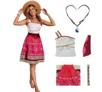AYYOHON Vestito da principessa dell'isola tropicale per le donne dell'oceano hawaiano avventura costume di Halloween gonna collana set abito da festa XS