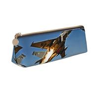 AYYQWE Aircraft Fighter Jet Stampa Studente Astuccio Triangolo Grande Capacità Tasca Cerniera Penna Trucco Scuola College, bianco, Taglia unica