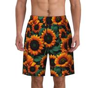 AYYQWE Arancione Girasole Carta Da Parati Stampa Uomini Costume Da Bagno Leggero Traspirante Spiaggia Escursioni Pantaloncini Surf Attività Estive, Nero , S