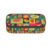 AYYQWE Art Style Frutta Stampa Versatile Studente Matita Caso 8.3 X 2 X 9.4 cm Sacchetto di Immagazzinaggio Scuola Ufficio Uso, Nero , Taglia unica