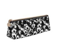 AYYQWE Astuccio con stampa a forma di pallone da calcio in bianco e nero, grande capacità, triangolare, con cerniera, per la scuola, il trucco, bianco, Taglia unica