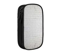 AYYQWE Astuccio con stampa a muro di mattoni bianchi antichi e pratici, multi-scomparto, per ufficio, viaggi, scuola, arte e uso quotidiano, Nero , Taglia unica, Con tasca per il