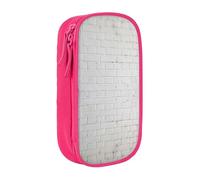AYYQWE Astuccio con stampa a muro di mattoni bianchi antichi e pratici, multi-scomparto, per ufficio, viaggi, scuola, arte e uso quotidiano, rosa, Taglia unica, Con tasca per il