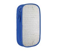 AYYQWE Astuccio con stampa a muro di mattoni bianchi antichi e pratici, multi-scomparto, per ufficio, viaggi, scuola, arte e uso quotidiano, Blu, Taglia unica, Con tasca per il