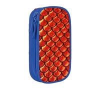 AYYQWE Astuccio con stampa a squame di pesce rosso, pratico astuccio multi-scomparto per ufficio, viaggi, scuola, arte e forniture quotidiane, Blu, Taglia unica, Con tasca per il