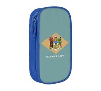 AYYQWE Astuccio con stampa bandiera del Delaware, pratico astuccio multi-scomparto per ufficio, viaggi, scuola, arte e uso quotidiano, Blu, Taglia unica, Con tasca per il