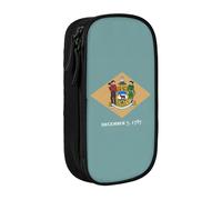 AYYQWE Astuccio con stampa bandiera del Delaware, pratico astuccio multi-scomparto per ufficio, viaggi, scuola, arte e uso quotidiano, Nero , Taglia unica, Con tasca per il